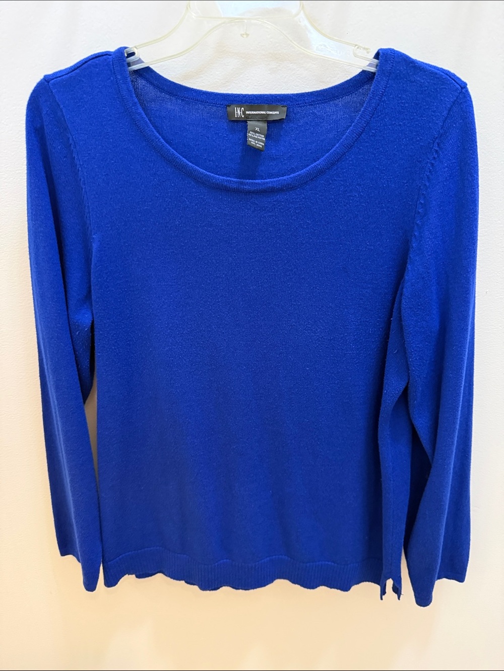 INC International Concepts Bold Royal Blue Long-Sleeve Knit Top